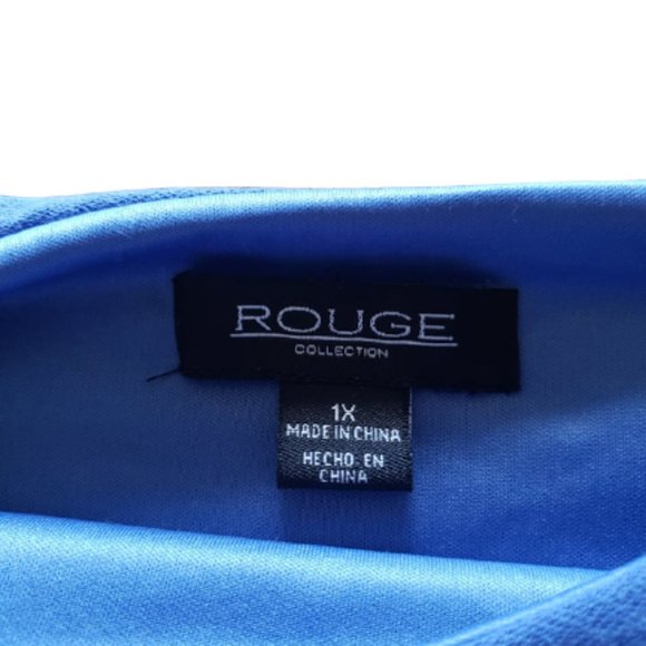Rouge Collection blue draped dress NWOT fits L XL - Picture 6 of 11